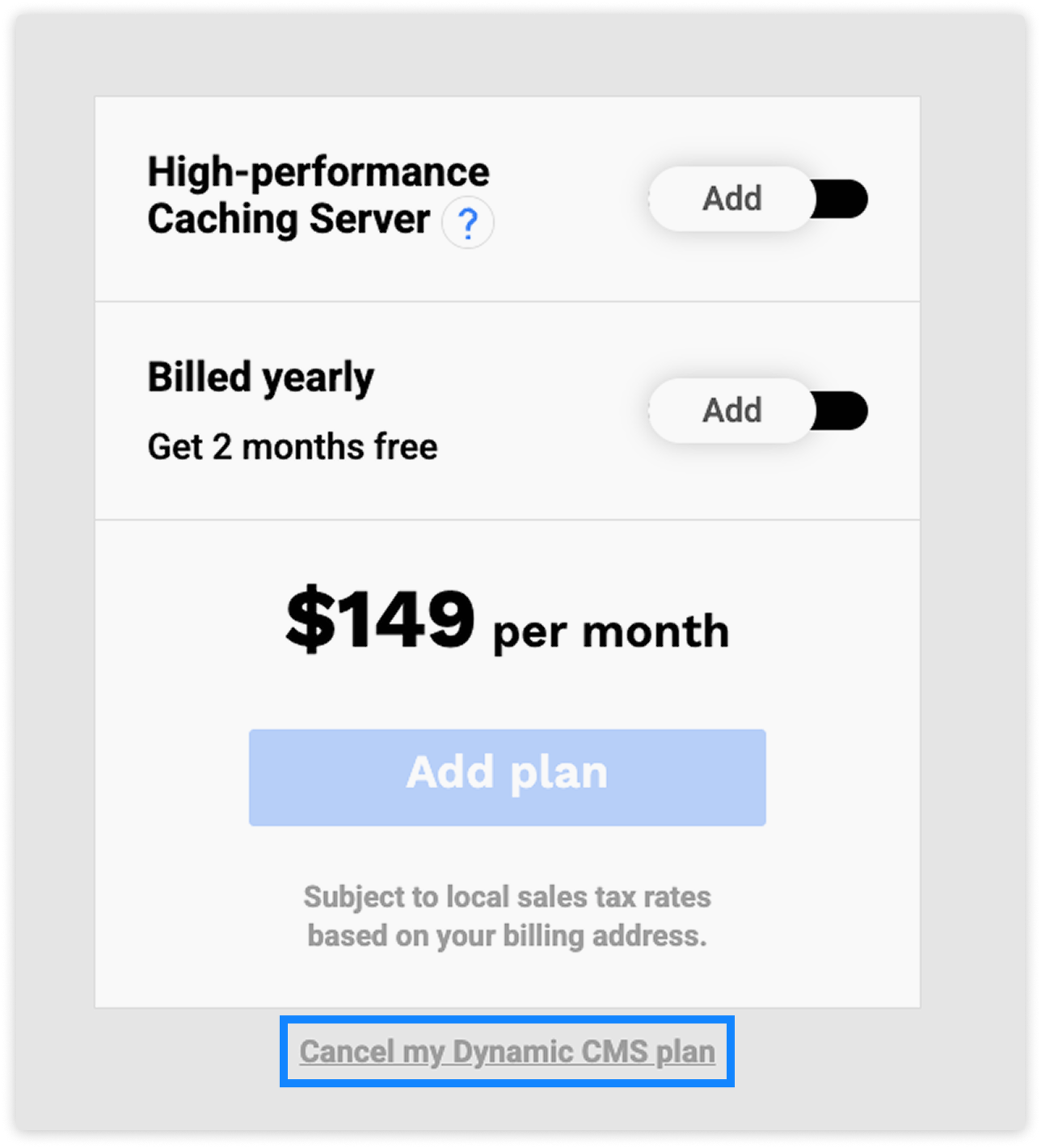 Cancel my dynamic CMS plan